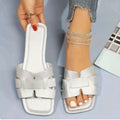 Woven Open Teen Sandalen met Verstelbare Gespen voor Dames - Wit