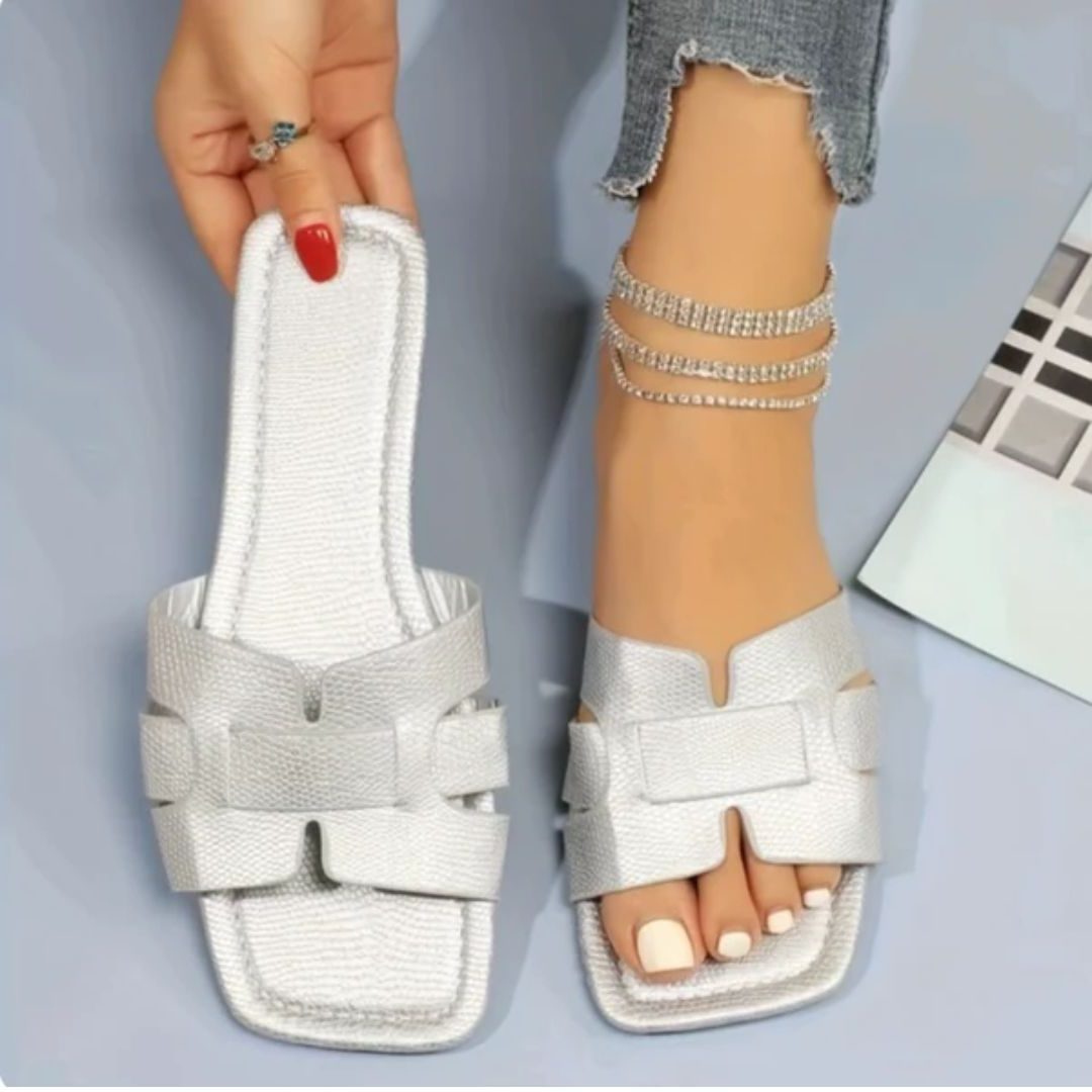 Woven Open Teen Sandalen met Verstelbare Gespen voor Dames - Wit