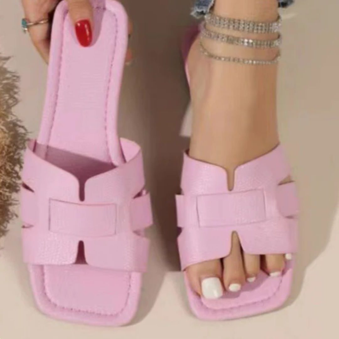 Woven Open Teen Sandalen met Verstelbare Gespen voor Dames - Roze