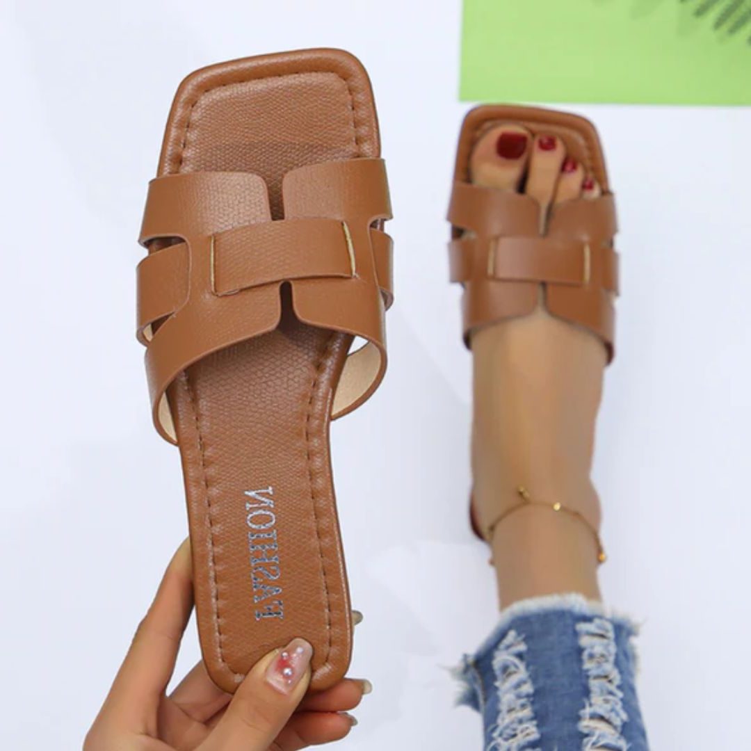 Woven Open Teen Sandalen met Verstelbare Gespen voor Dames - Bruin