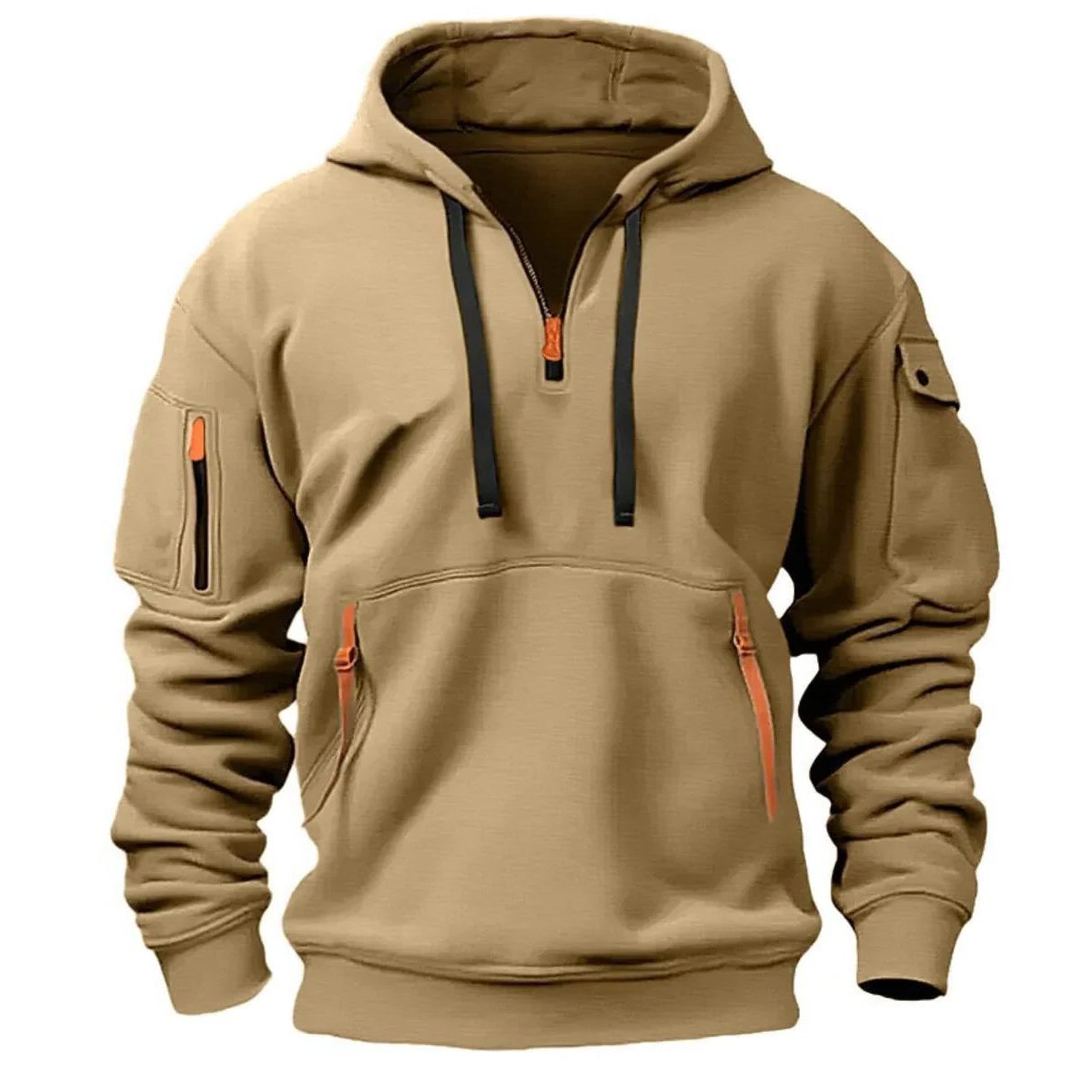 Zip-Up Hoodie met Steekzakken voor Heren - Khaki