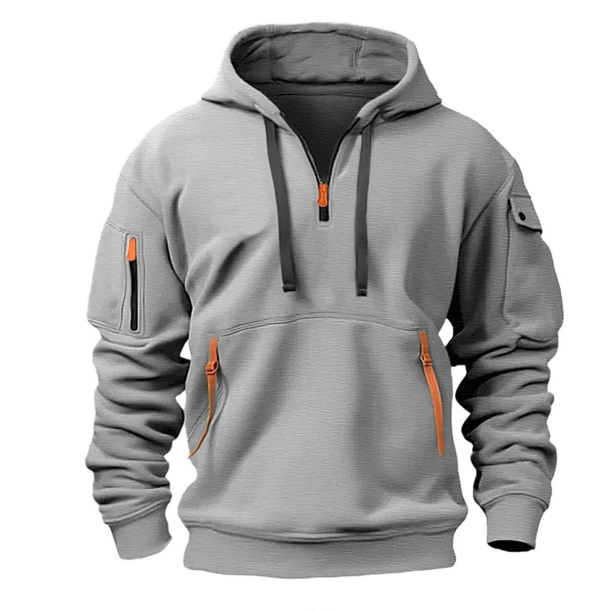 Zip-Up Hoodie met Steekzakken voor Heren - Lichtgrijs