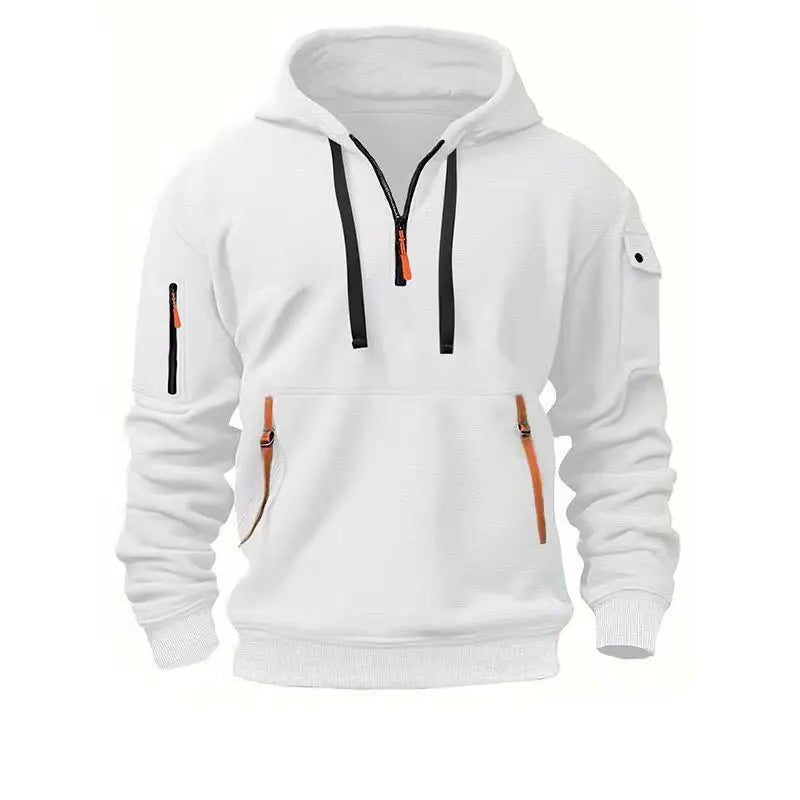 Zip-Up Hoodie met Steekzakken voor Heren - Wit