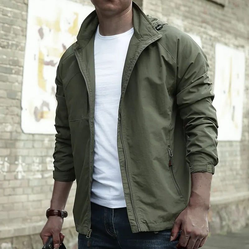 Zip-Up Overshirt met Opstaande Kraag voor Heren - Groen