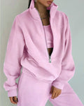 Zwart Joggingpak met Ritssluiting voor Dames - Roze